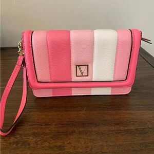 Victoria's Secret Pink and White Striped Wristlet